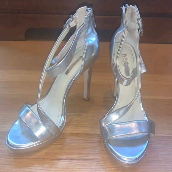bcbg silver heels